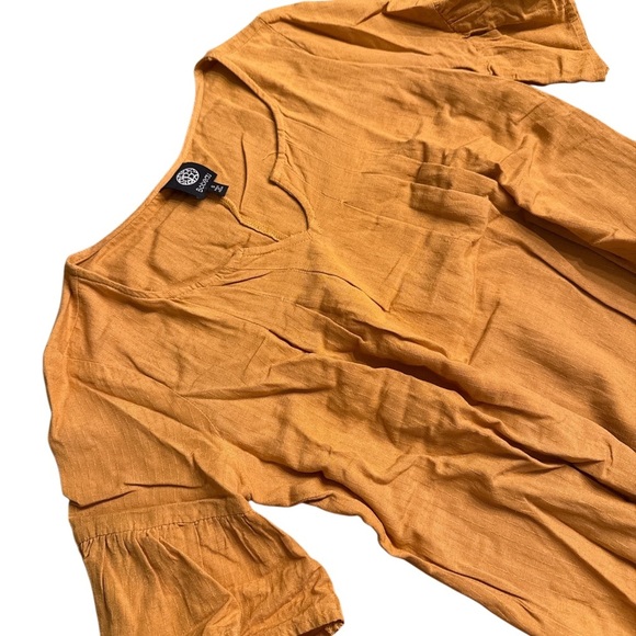 Bobeau 100% Cotton Mustard Ruffled Dress - Picture 2 of 5